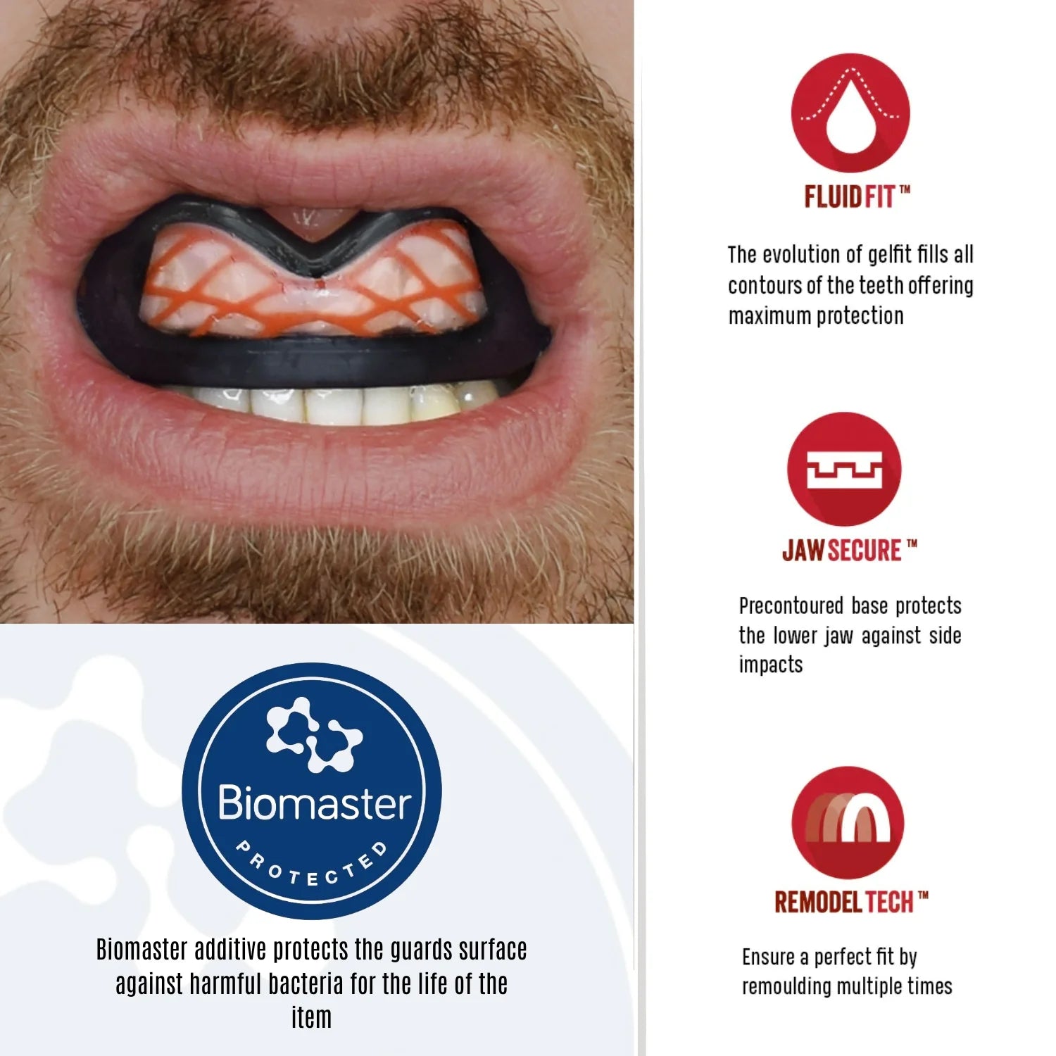 SAFEJAWZ Nitro Fogvédő - Felnőtteknek - Fekete/Piros
