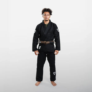 Kimono Brazilian Jiu Jitsu GROUND FORCE Basic Gi V3 - Negru (Centura Alba Inclusa)