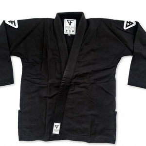 Kimono Brazilian Jiu Jitsu GROUND FORCE Basic Gi V3 - Negru (Centura Alba Inclusa)