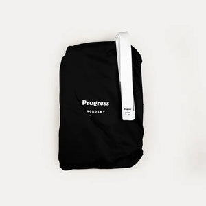 Kimono Brazilian Jiu Jitsu PROGRESS Copii Negru poza facuta cand kimonoul este aranjat in saculetul cu care vine acesta