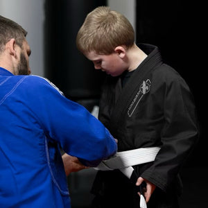 Kimono Copii Brazilian Jiu Jitsu HAYABUSA Essential - Negru ( Centura Alba Inclusa )