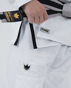 Kimono Copii Brazilian Jiu Jitsu KINGZ Nano 3.0 Gi - Alb - ( Varianta 2024 )
