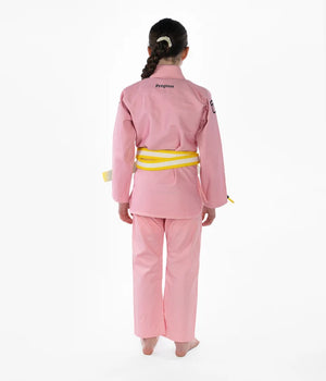 Kimono Copii Brazilian Jiu Jitsu PROGRESS The Academy - Roz(Centura Alba Inclusa)