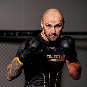 Manusi MMA Sparring Stripe Black ( 100% Piele Naturala )