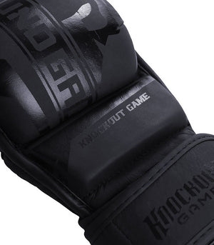 Manusi MMA Sparring Stripe Black ( 100% Piele Naturala )