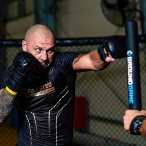 Manusi MMA Sparring Stripe Black ( 100% Piele Naturala )