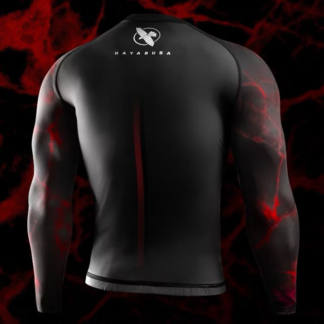 Rashguard Maneca Lunga HAYABUSA X UFC - Negru / Rosu