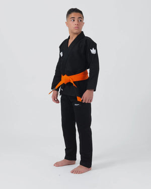 KINGZ Kimono Copii Brazilian Jiu Jitsu Kimono Copii Brazilian Jiu Jitsu KINGZ Kore 2.0 Gi - Negru - ( Varianta 2024) - (Centura Alba Inclusa)