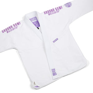 Ground Game BJJ GI Kimono Femei Brazilian Jiu Jitsu GROUND GAME Champion 3.0 Lavender - Alb
