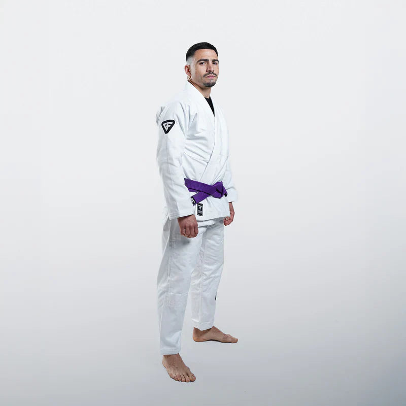 Kimono Brazilian Jiu Jitsu GROUND FORCE Basic Gi V3 - Alb (Centura Alba Inclusa)
