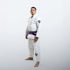 Kimono Brazilian Jiu Jitsu GROUND FORCE Basic Gi V3 - Alb (Centura Alba Inclusa)
