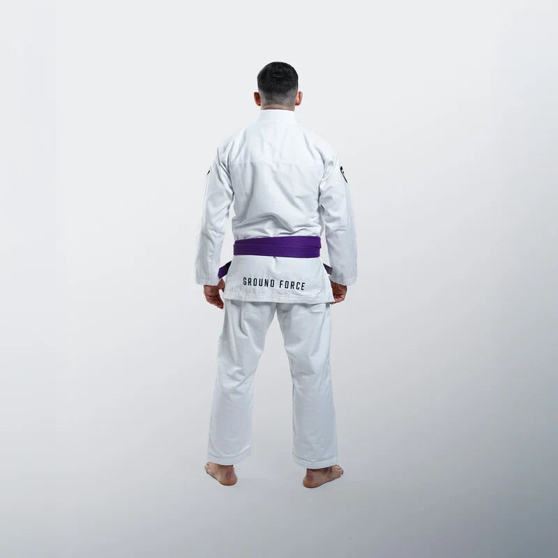 Kimono Brazilian Jiu Jitsu GROUND FORCE Basic Gi V3 - Alb (Centura Alba Inclusa)