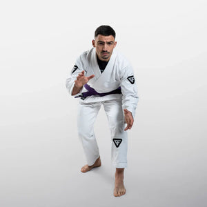 Kimono Brazilian Jiu Jitsu GROUND FORCE Basic Gi V3 - Alb (Centura Alba Inclusa)