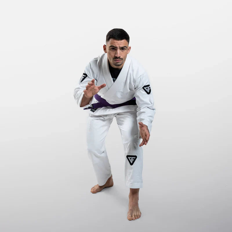 Kimono Brazilian Jiu Jitsu GROUND FORCE Basic Gi V3 - Alb (Centura Alba Inclusa)