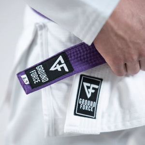 Kimono Brazilian Jiu Jitsu GROUND FORCE Basic Gi V3 - Alb (Centura Alba Inclusa)