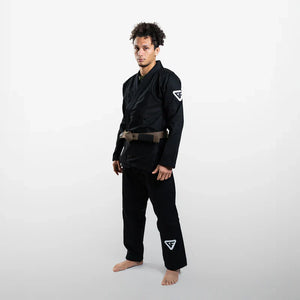 Kimono Brazilian Jiu Jitsu GROUND FORCE Basic Gi V3 - Negru (Centura Alba Inclusa)