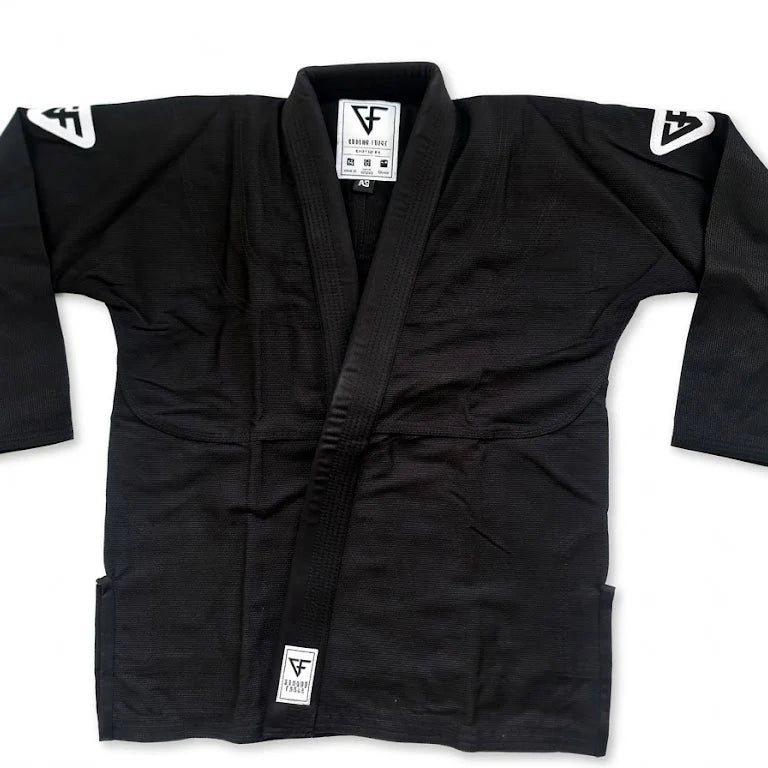Kimono Brazilian Jiu Jitsu GROUND FORCE Basic Gi V3 - Negru (Centura Alba Inclusa)